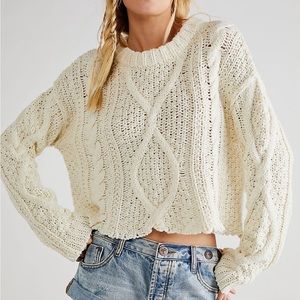 Free People Cutting Edge Cable Pullover Size XS Ivory